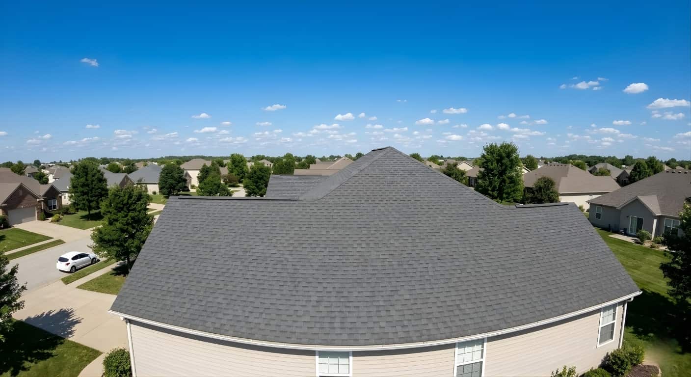 House roof with space for solar panels under a clear blue sky