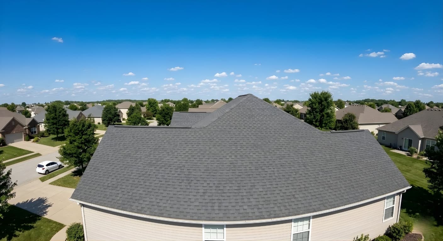 House roof with space for solar panels under a clear blue sky